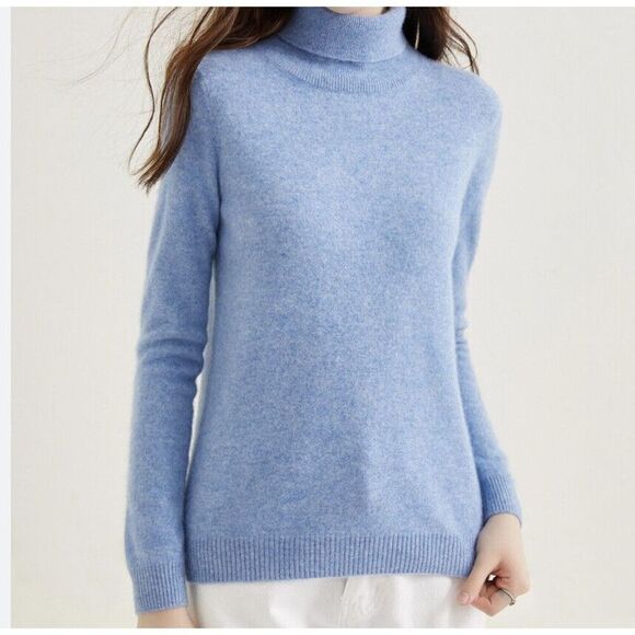 J Crew Sweater Womens Size Medium Blue Turtleneck Alpaca/ Wool/Polyamide‎ Blend - Picture 1 of 11